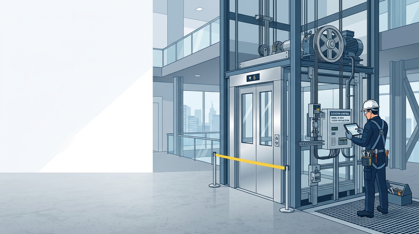 A&A Elevator technician servicing an elevator